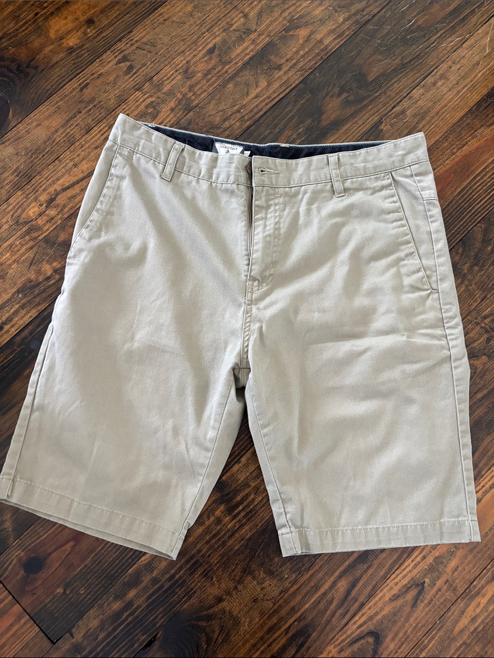 Volcom Men's Light Khaki Flat-Front Shorts